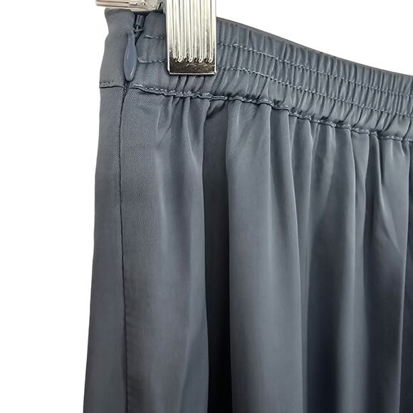 Chloe Kristyn Woman size M New Blue Satin Traci Skirt Mini Length Faux Wrap NWOT - Picture 5 of 8